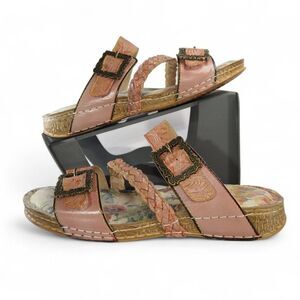 L'ARTISTE by Spring Step Astra Slide Sandals Women's 9.5-10/41 Pink Leather